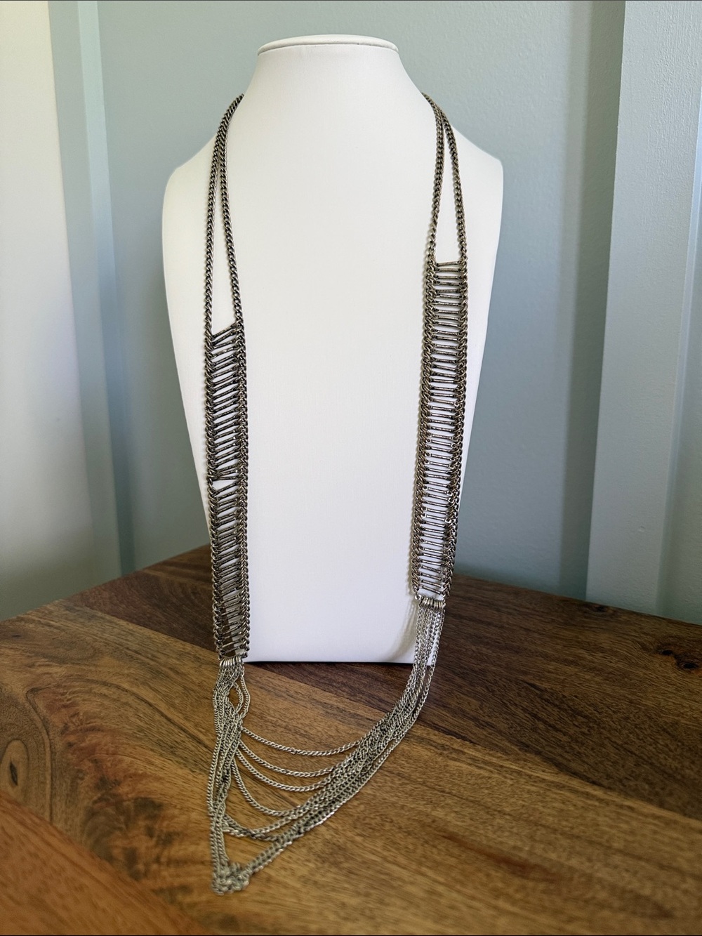 Silver Multi-Chain Statement Necklace - Unbranded